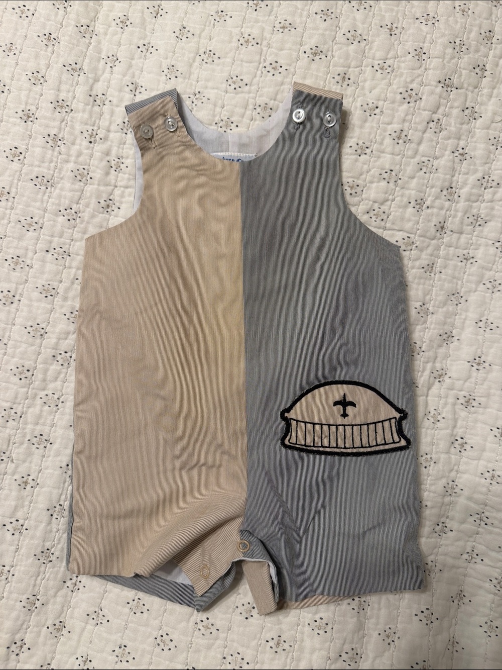 Toddler Two-Tone Beige & Gray Sleeveless One-Piece Romper